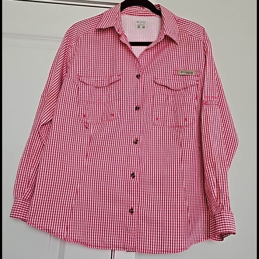 Columbia Pfg Red Checkered Button-Down Longsleeves - image 1